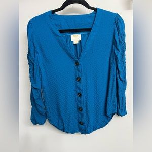 MAUVE by Anthropology TEAL button down 3/4 length sleeves | US Size 4